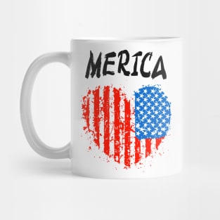 Merica Grunge Vintage Heart Patriotism Mug